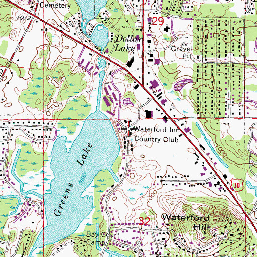 Topographic Map of Waterford Inn Country Club, MI