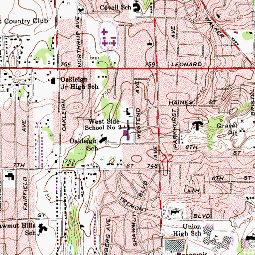 Topographic Map of West Side School Number 2, MI
