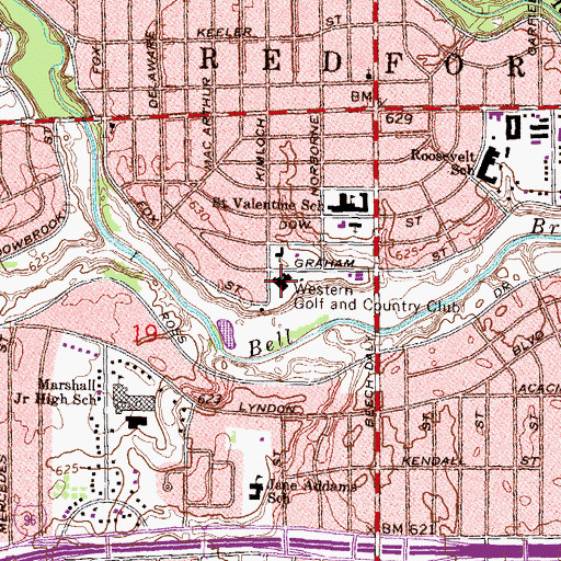 Topographic Map of Western Golf and Country Club, MI