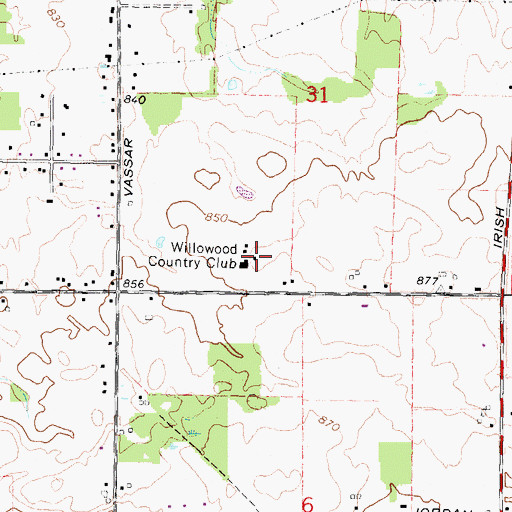 Topographic Map of Willowood Country Club, MI