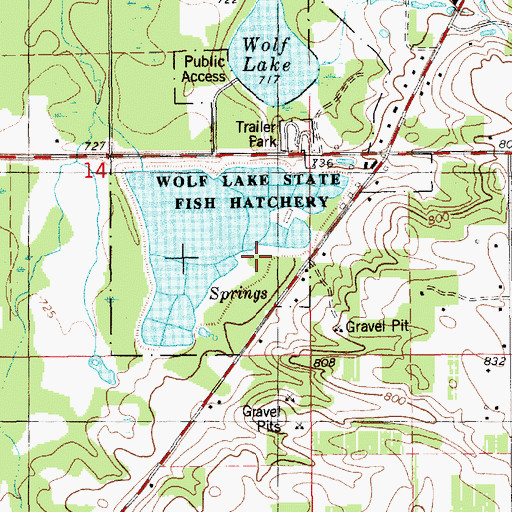 Topographic Map of Wolf Lake Fish Hatchery, MI