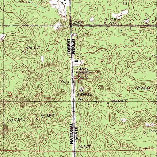 Topographic Map of Wolf Lake Lookout Tower, MI