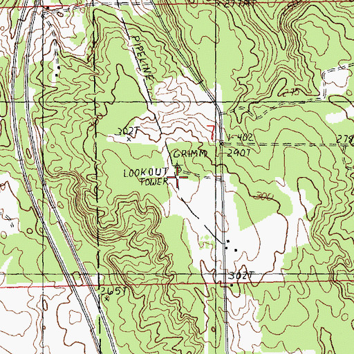 Topographic Map of Wolverine Lookout Tower, MI