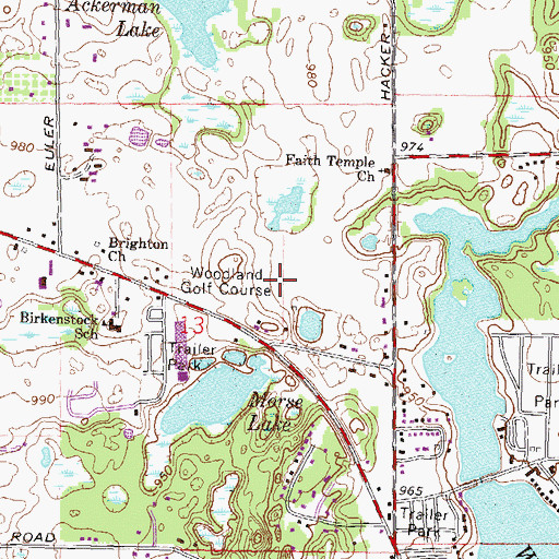 Topographic Map of Woodland Golf Course, MI