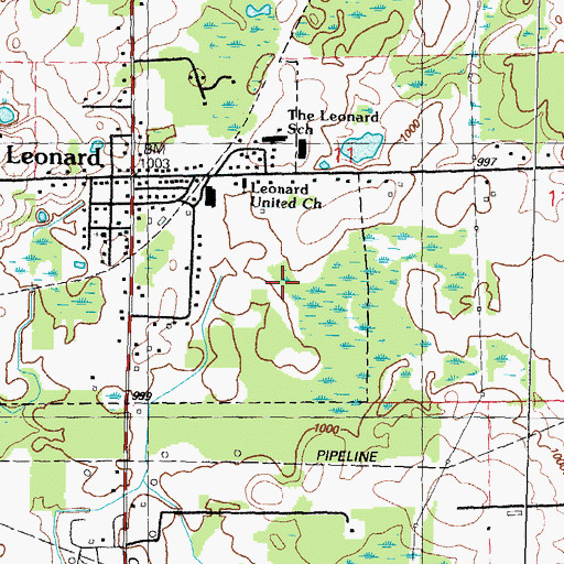Topographic Map of Leonard Gas Field, MI