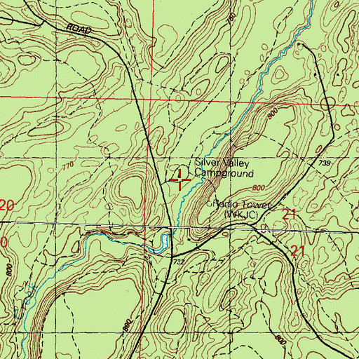 Topographic Map of Silver Valley Campground, MI