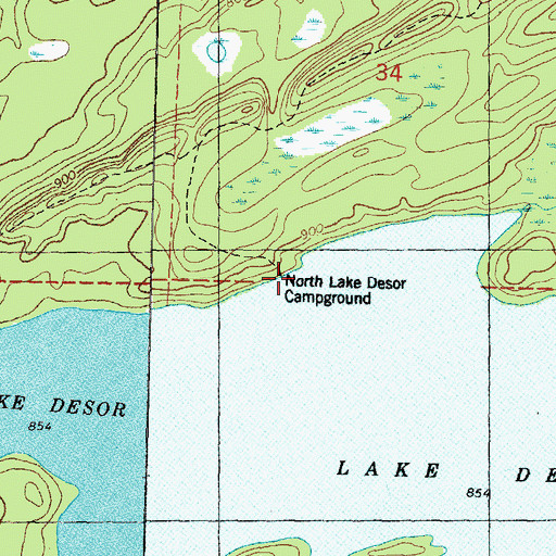 Topographic Map of North Lake Desor Campground, MI
