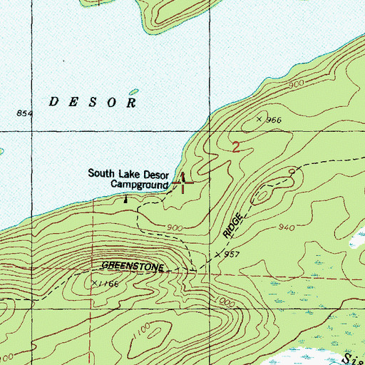 Topographic Map of South Lake Desor Campground, MI