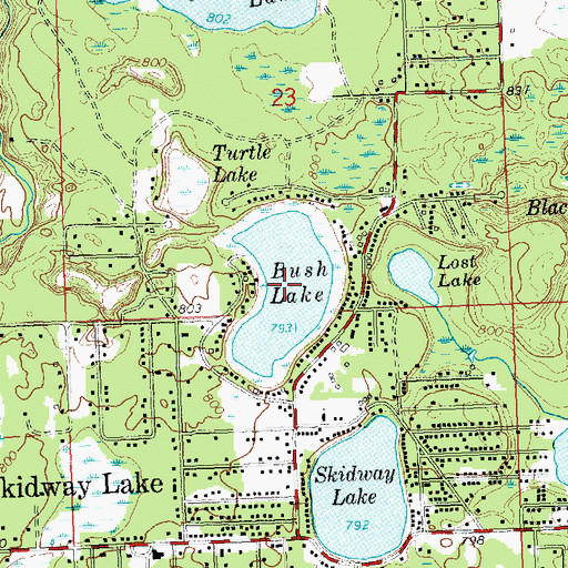 Topographic Map of Bush Lake, MI