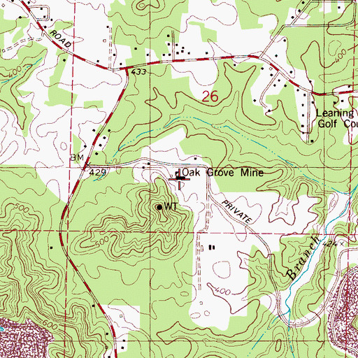 Topographic Map of Oak Grove Mine, AL