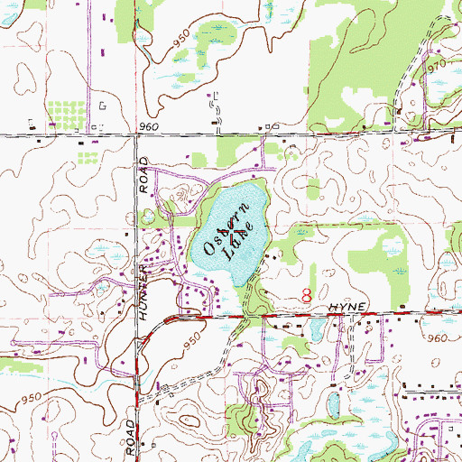 Topographic Map of Osborn Lake, MI