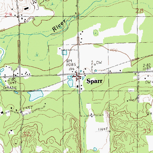 Topographic Map of Sparr, MI