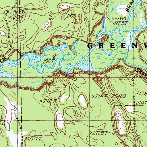 Topographic Map of Sischo Canoe landing, MI