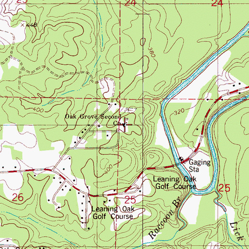 Topographic Map of Oak Grove Second Church, AL