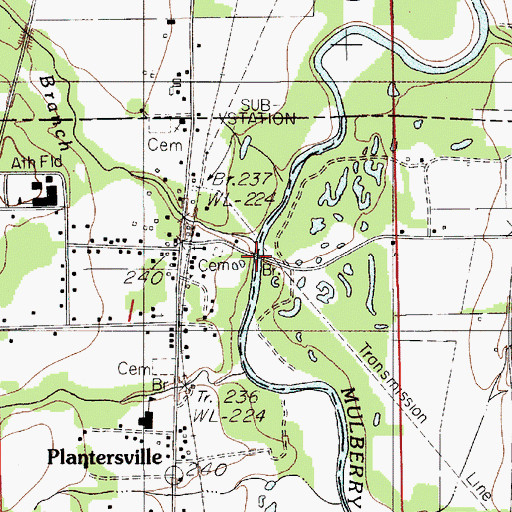 Topographic Map of Corley Jones Bridge, AL