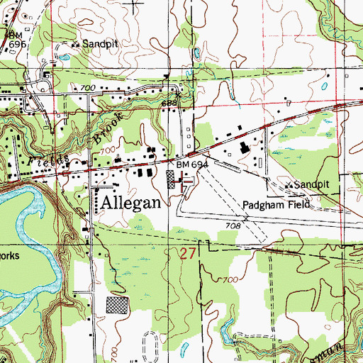 Topographic Map of Padgham Field, MI