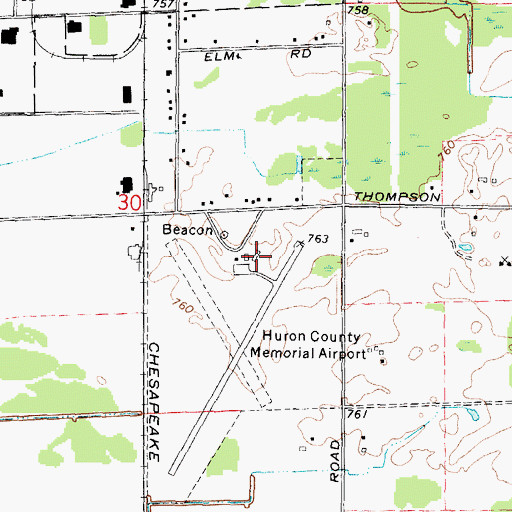 Topographic Map of Huron County Memorial Airport, MI