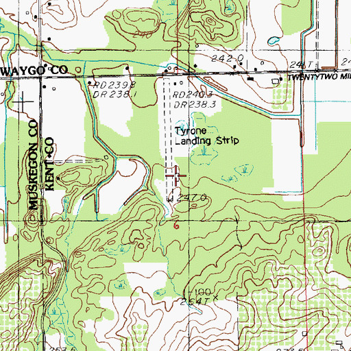 Topographic Map of Tyrone Airport, MI