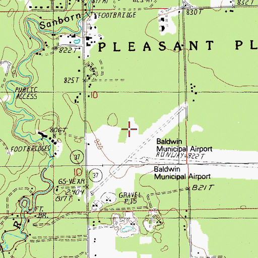 Topographic Map of Baldwin Municipal Airport, MI