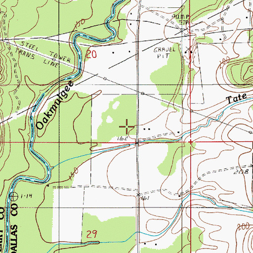 Topographic Map of Evergreen School (historical), AL