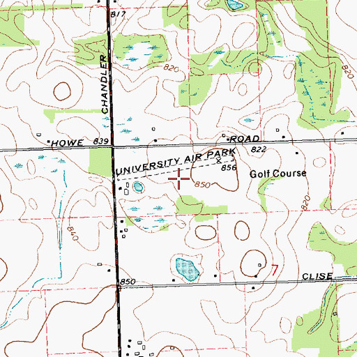 Topographic Map of University Airpark, MI