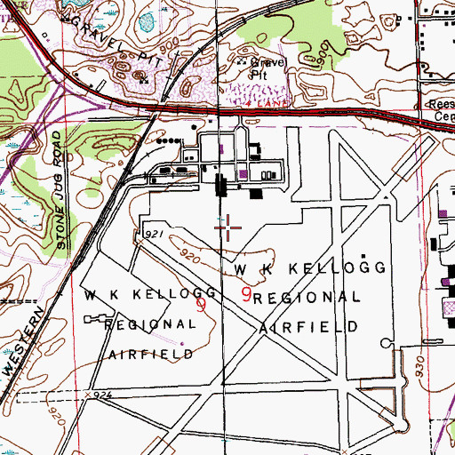 Topographic Map of W K Kellogg Airport, MI