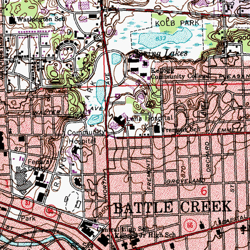 Topographic Map of Leila Hospital Helistop, MI