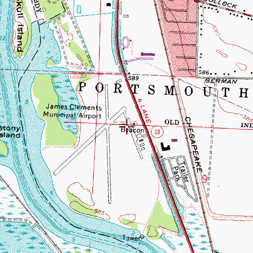 Topographic Map of James Clements Municipal Airport, MI