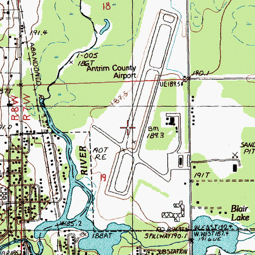 Topographic Map of Antrim County Airport, MI