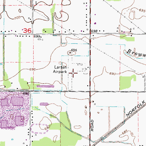 Topographic Map of Belleville Airport, MI