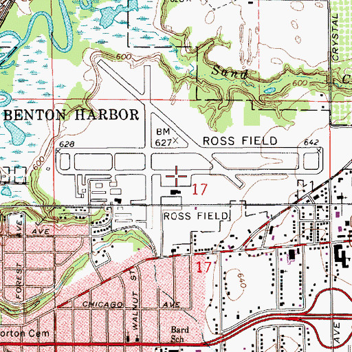 Topographic Map of Southwest Michigan Regional Airport, MI