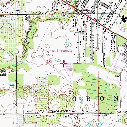 Topographic Map of Andrews University Airpark, MI