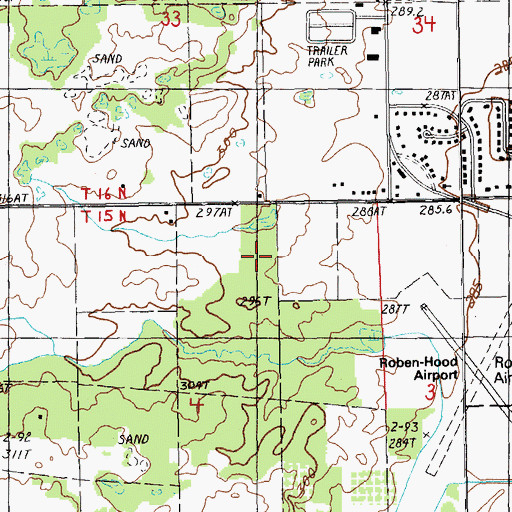Topographic Map of Roben-Hood Airport, MI