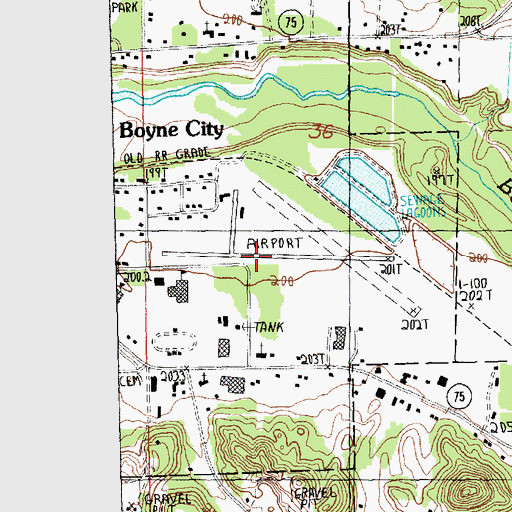 Topographic Map of Boyne City Municipal Airport, MI