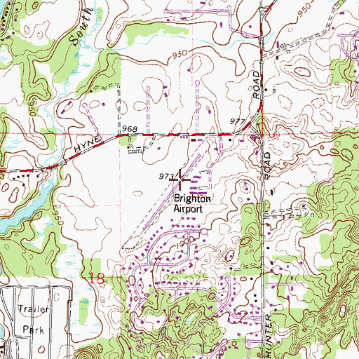 Topographic Map of Brighton Airport, MI