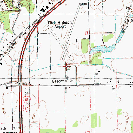 Topographic Map of Fitch H Beach Airport, MI