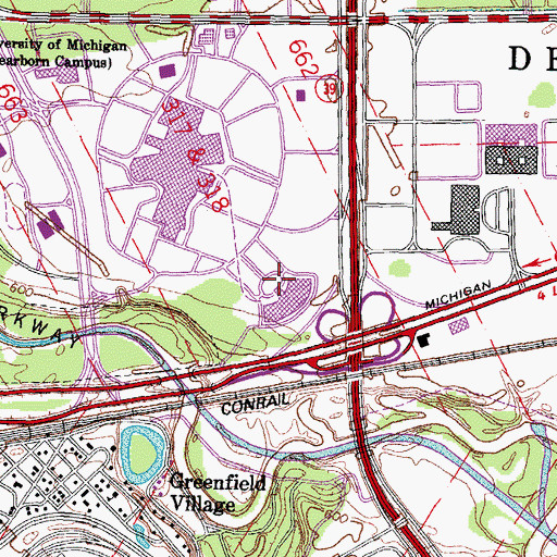 Topographic Map of Hyatt Regency Hotel Heliport, MI