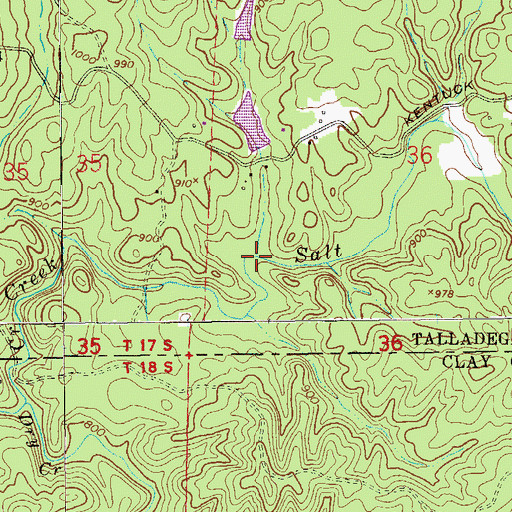 Topographic Map of Alberts Branch, AL
