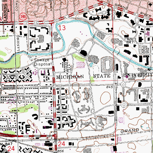 Topographic Map of State Police Headquarters Heliport, MI