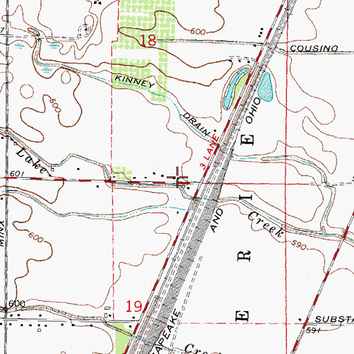 Topographic Map of Erie Aerodrome (historical), MI
