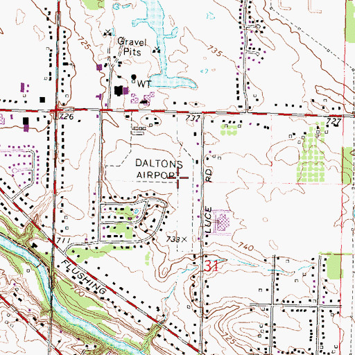 Topographic Map of Dalton Airport, MI