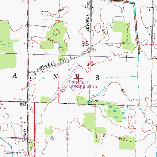 Topographic Map of Cole Field (historical), MI