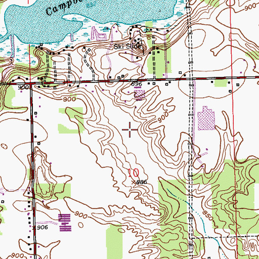 Topographic Map of Larry D Boven Airport (historical), MI