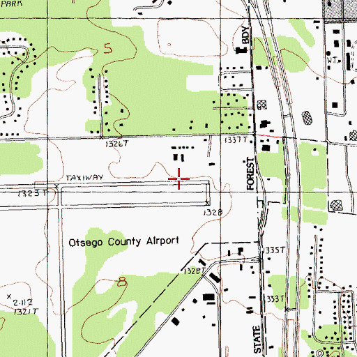 Topographic Map of Gaylord Regional Airport, MI