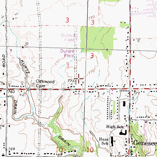 Topographic Map of Duford Field, MI