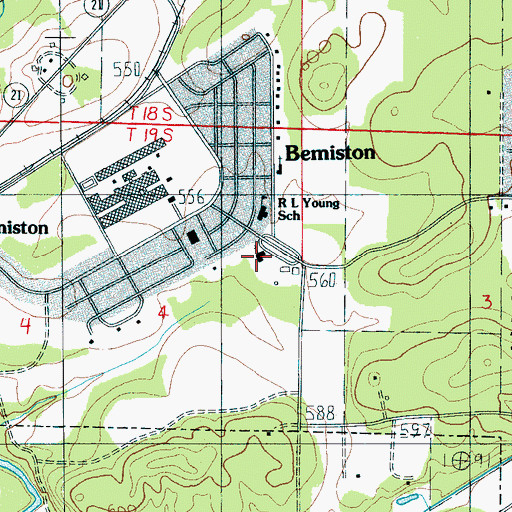 Topographic Map of Bemiston Baptist Church, AL