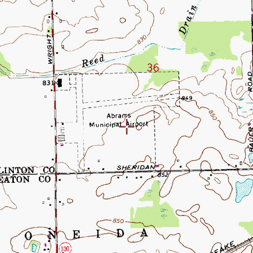 Topographic Map of Abrams Municipal Airport, MI