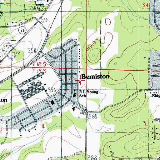 Topographic Map of Bemiston United Methodist Church, AL
