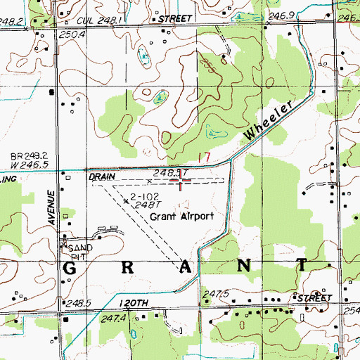 Topographic Map of Grant Airport (historical), MI