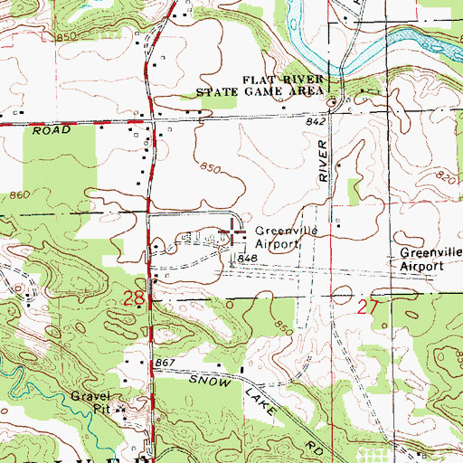 Topographic Map of Greenville Municipal Airport, MI